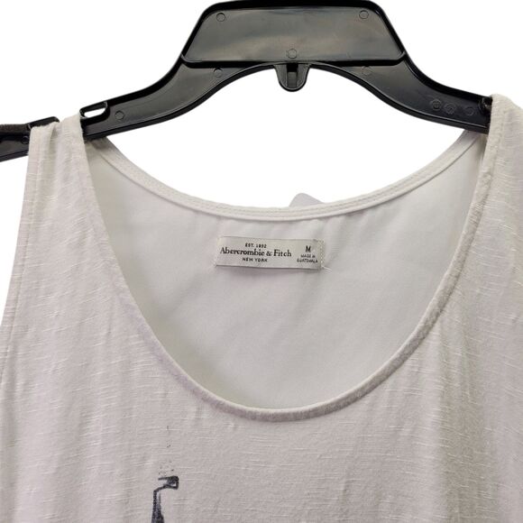 Abercrombie & Fitch Graphic Print Sleeveless Top Tank Open Back White Medium Use - Picture 3 of 10